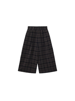 Vintage Plaid Curved Cropped Trousers