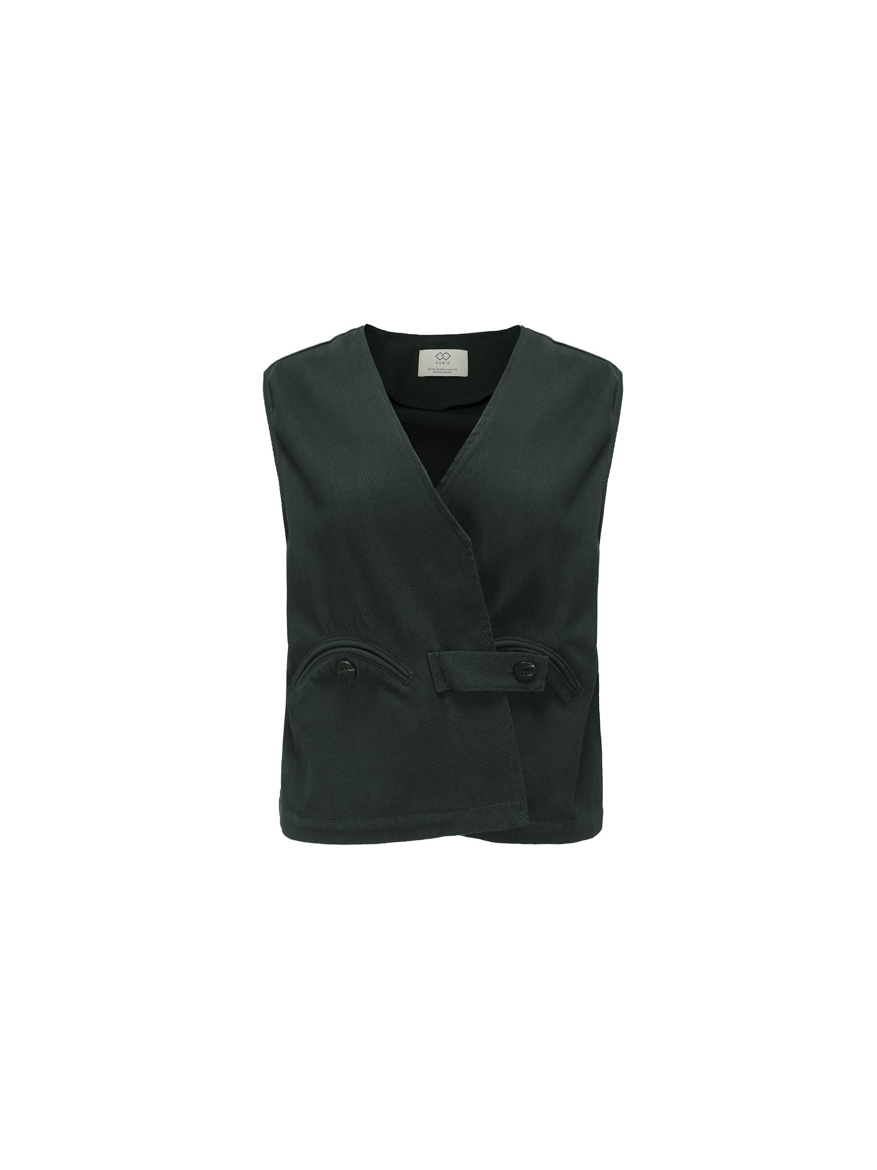 Cropped Double Breasted Twill Waistcoat-17