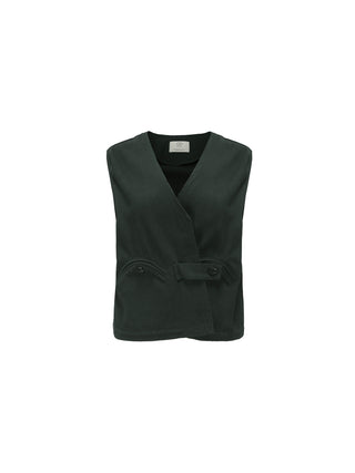 Cropped Double Breasted Twill Waistcoat