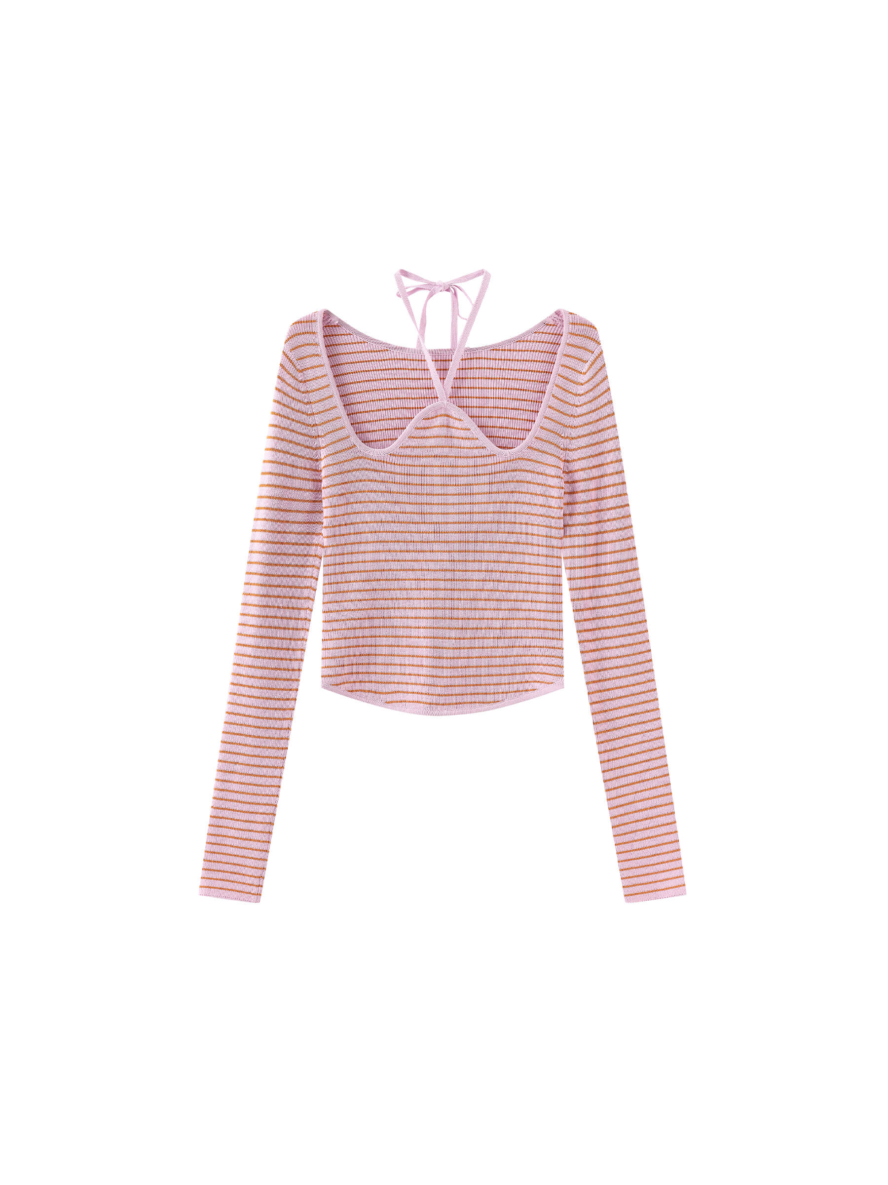 Chest Cut Out Striped Long Sleeve Top-15
