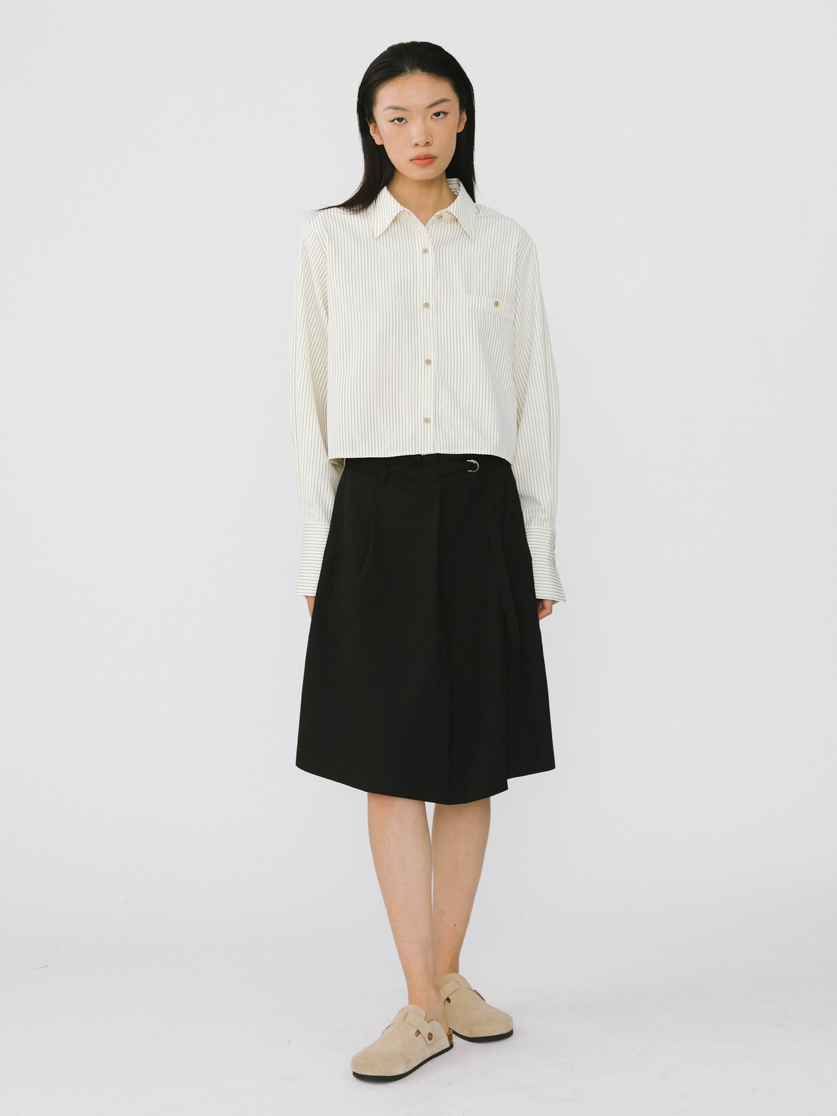 A-line Round Skirt with Wool Blend-15