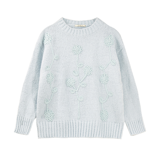 Floral Design Crew Knit Sweater