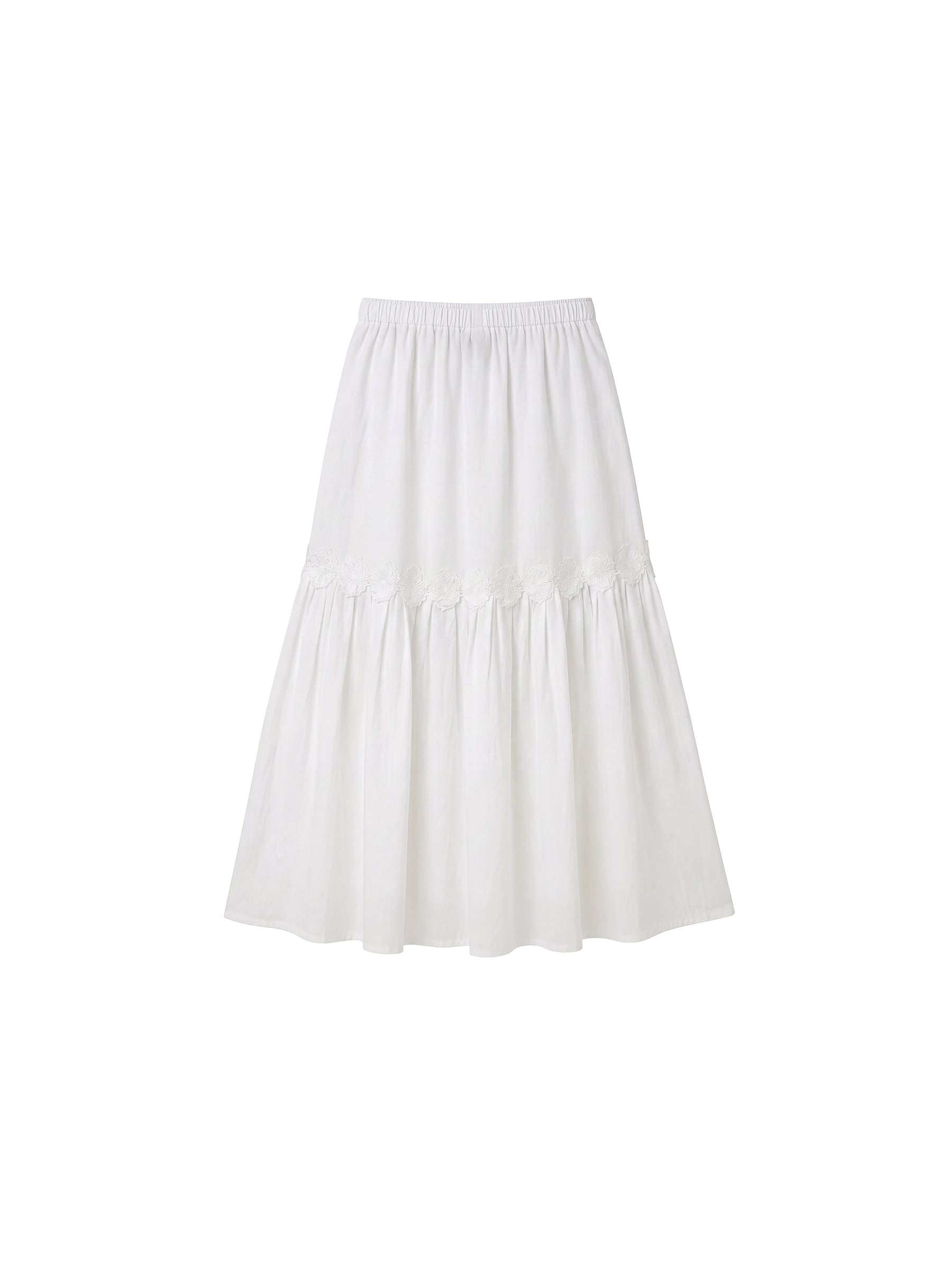 CUBIC Floral Appliqué Tiered Maxi Skirt-16