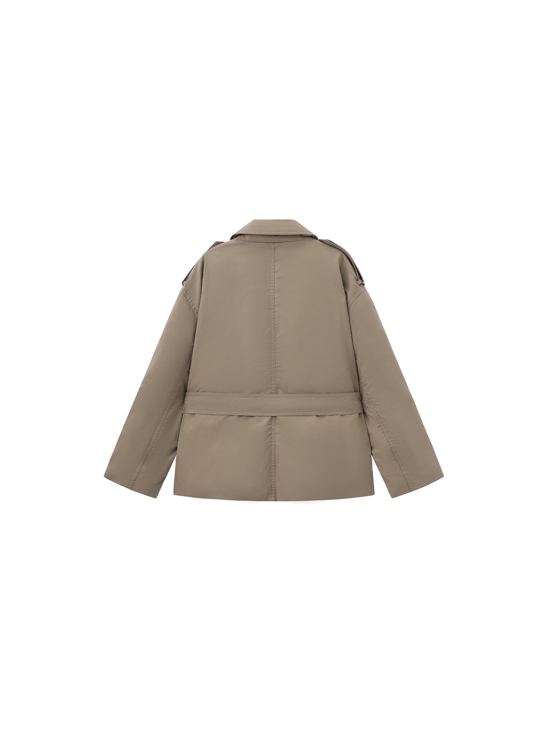 Dark Oversized Waist-Cinched Down Coat-16