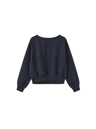 Lace Print Oversized Sweatshirt with Wide Neckline