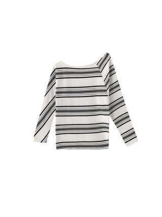 Off-Shoulder Striped Long-Sleeve Tee
