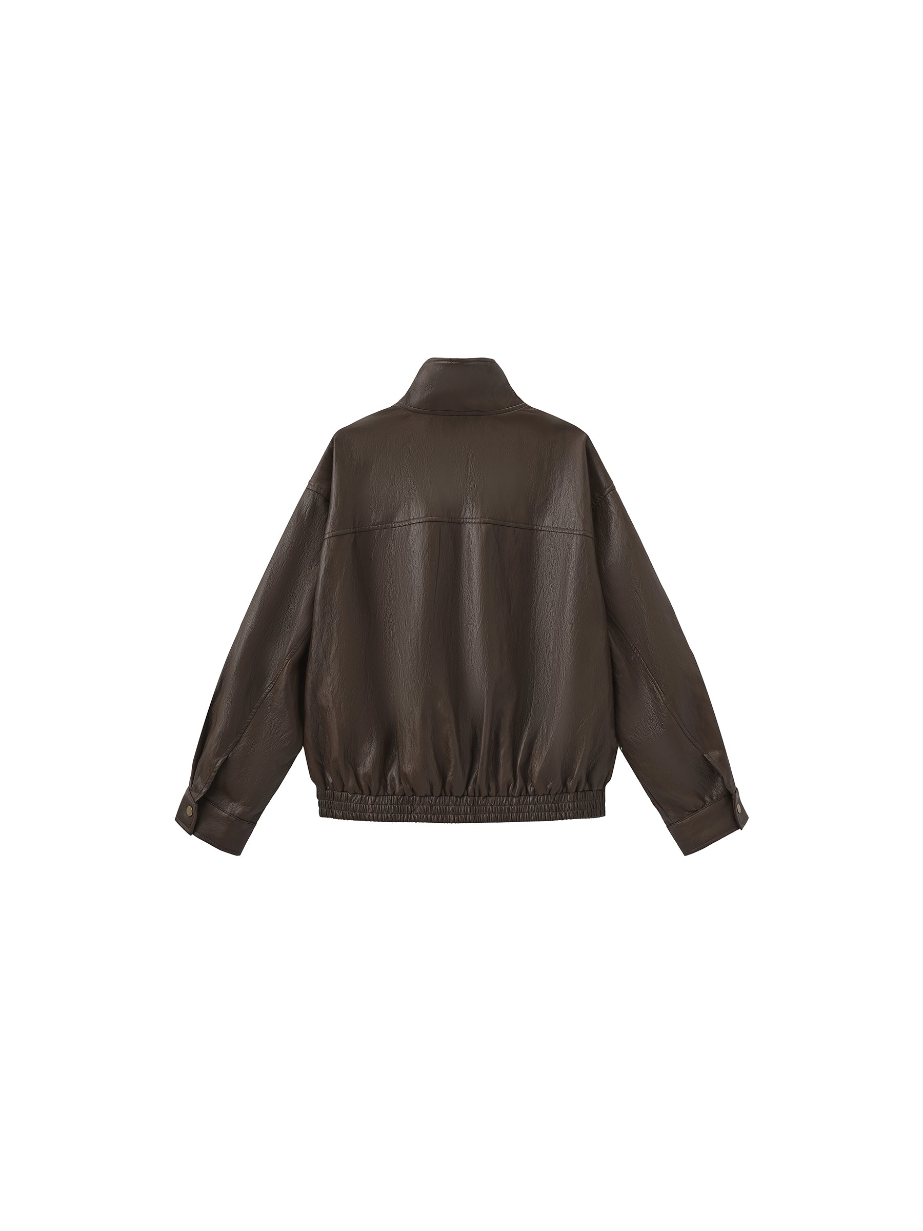 Stand Collar Vintage Faux Leather Jacket-16