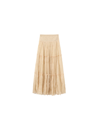 CUBIC Pleated and Gathered Design Tulle Skirt