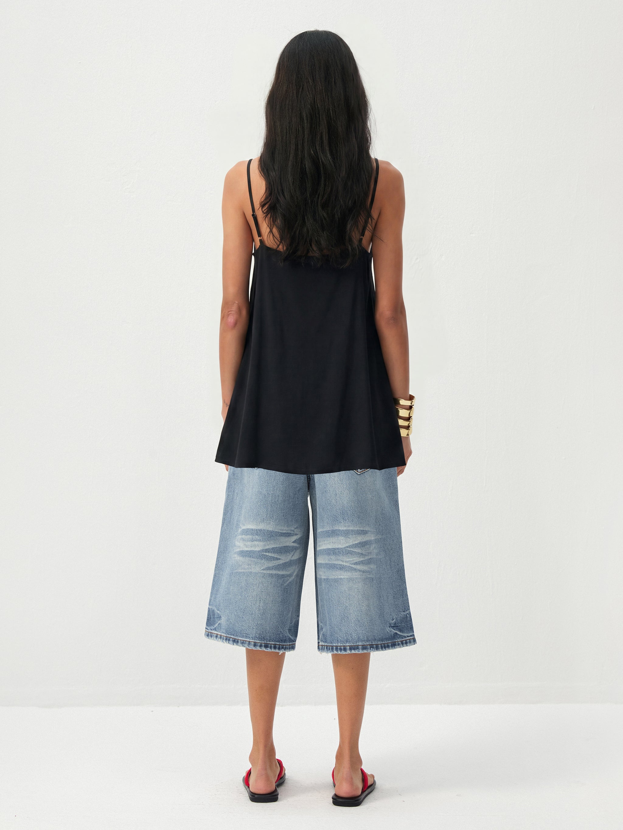 CUBIC Lyocell-Blend V-Neck Pleated Camisole-16