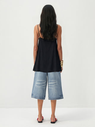 CUBIC Lyocell-Blend V-Neck Pleated Camisole