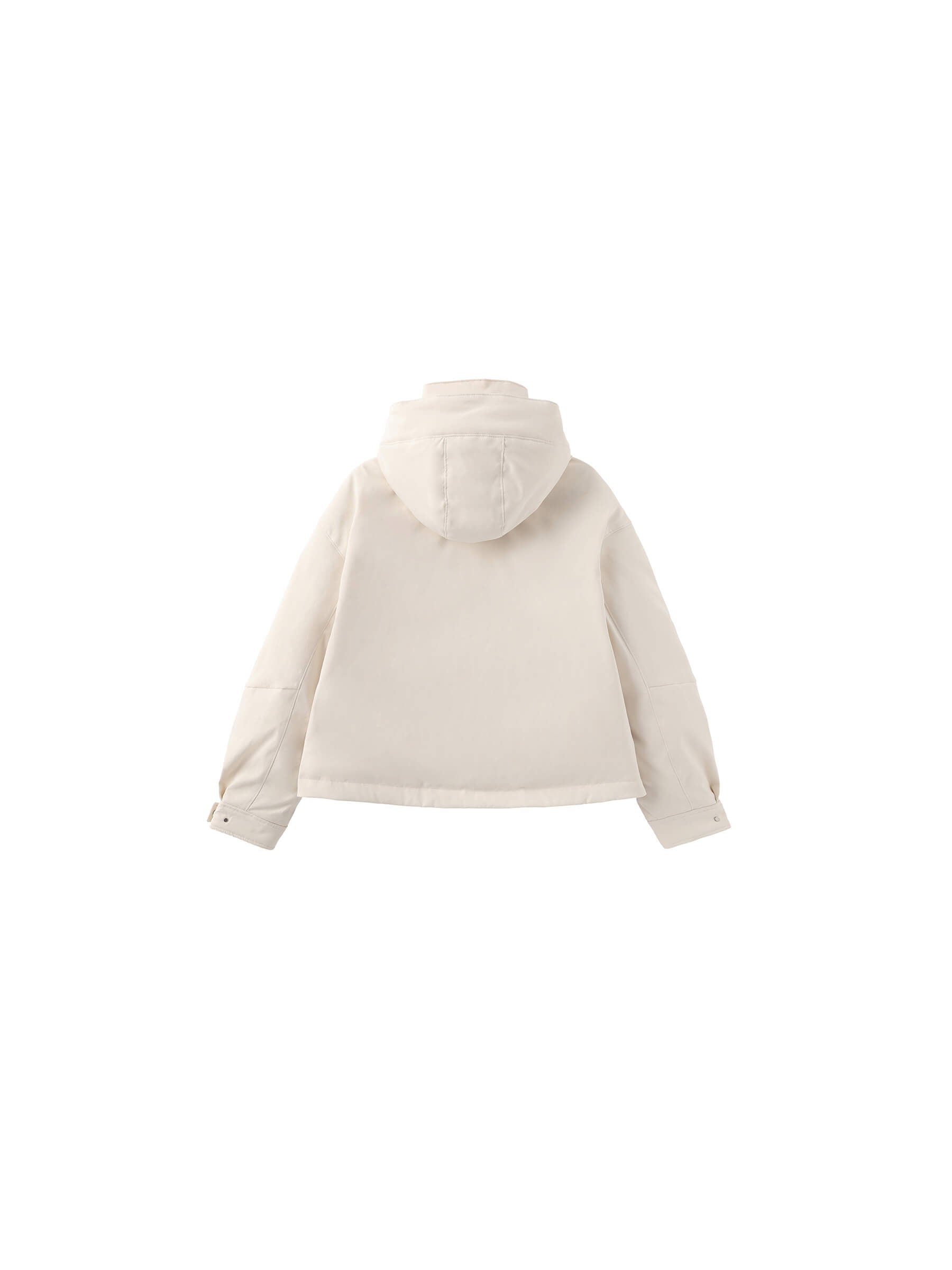 ONE BY CUBIC High Neck Short Loose Hem Down Jacket with Hood-18