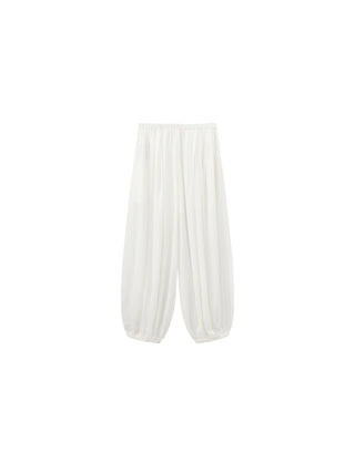 Pleated Balloon-Leg Elastic-Waist Trousers