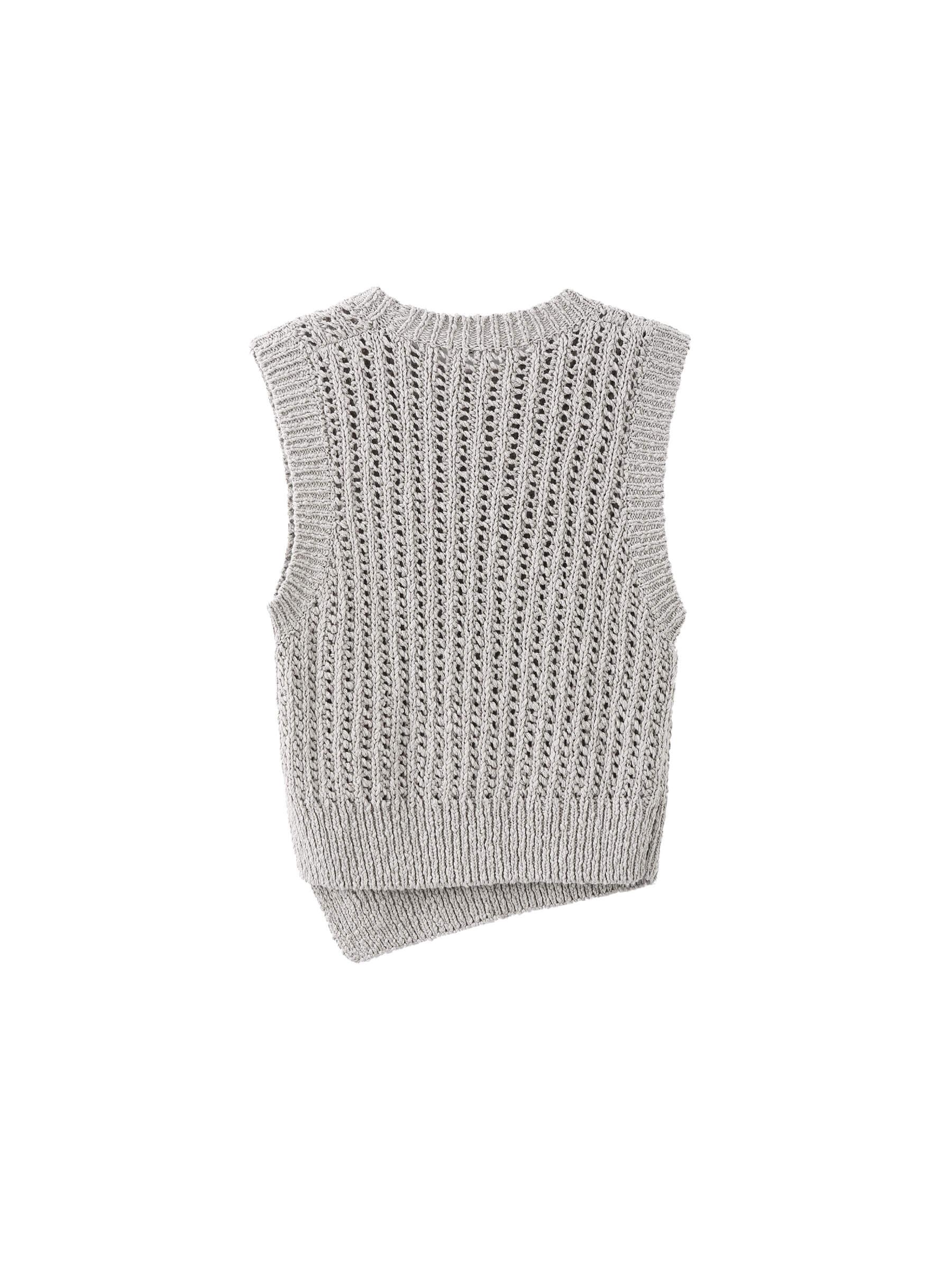 Cropped Asymmetric Knit Vest-18