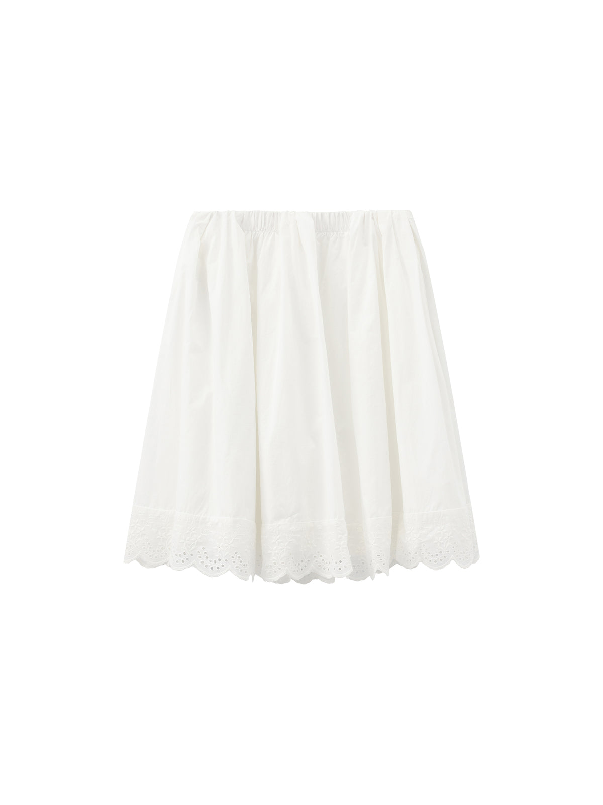 Embroidered A-Line Cotton Midi Skirt-16