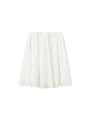 Embroidered A-Line Cotton Midi Skirt