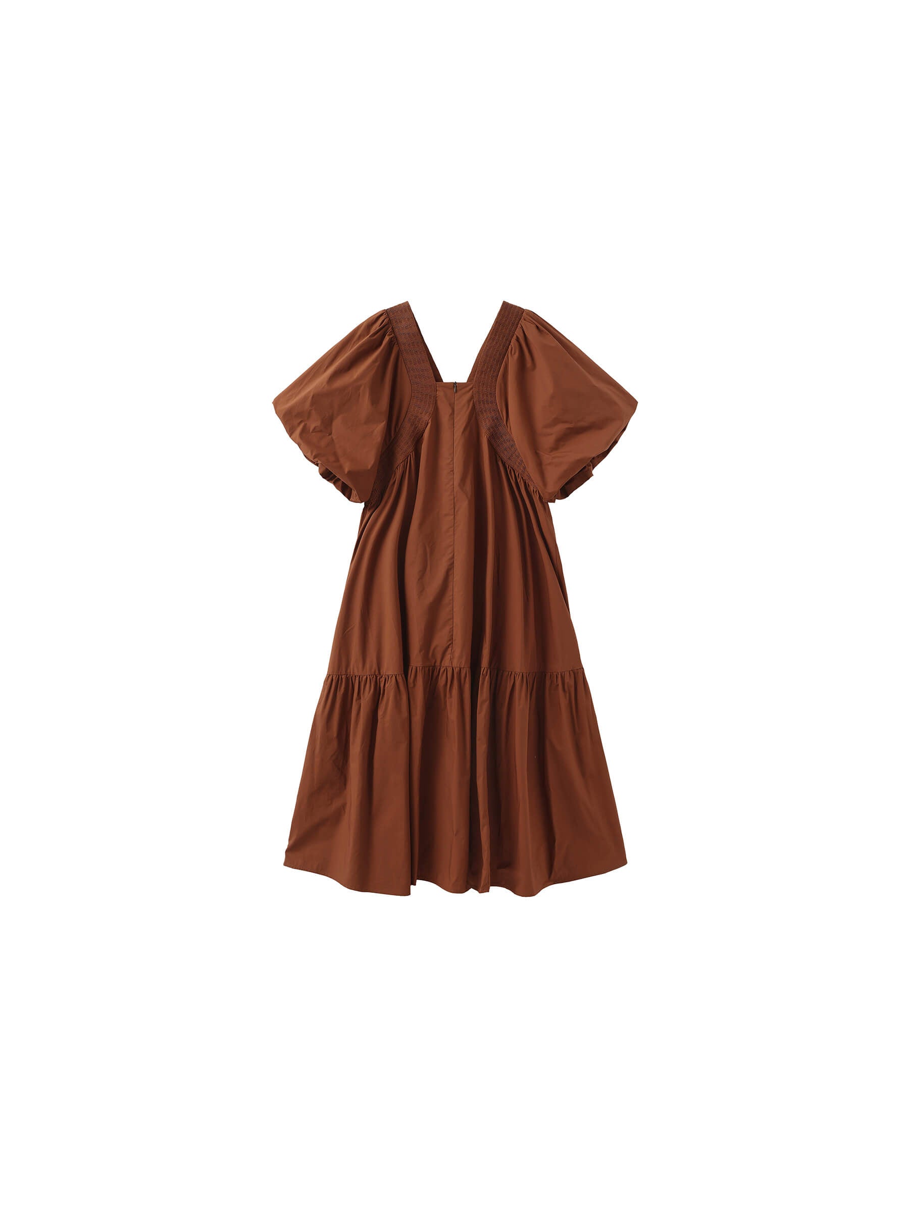 100% Cotton Puff Sleeve Loose-Fit Vacation Dress-18