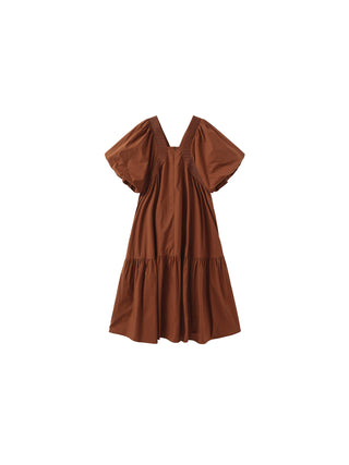 100% Cotton Puff Sleeve Loose-Fit Vacation Dress