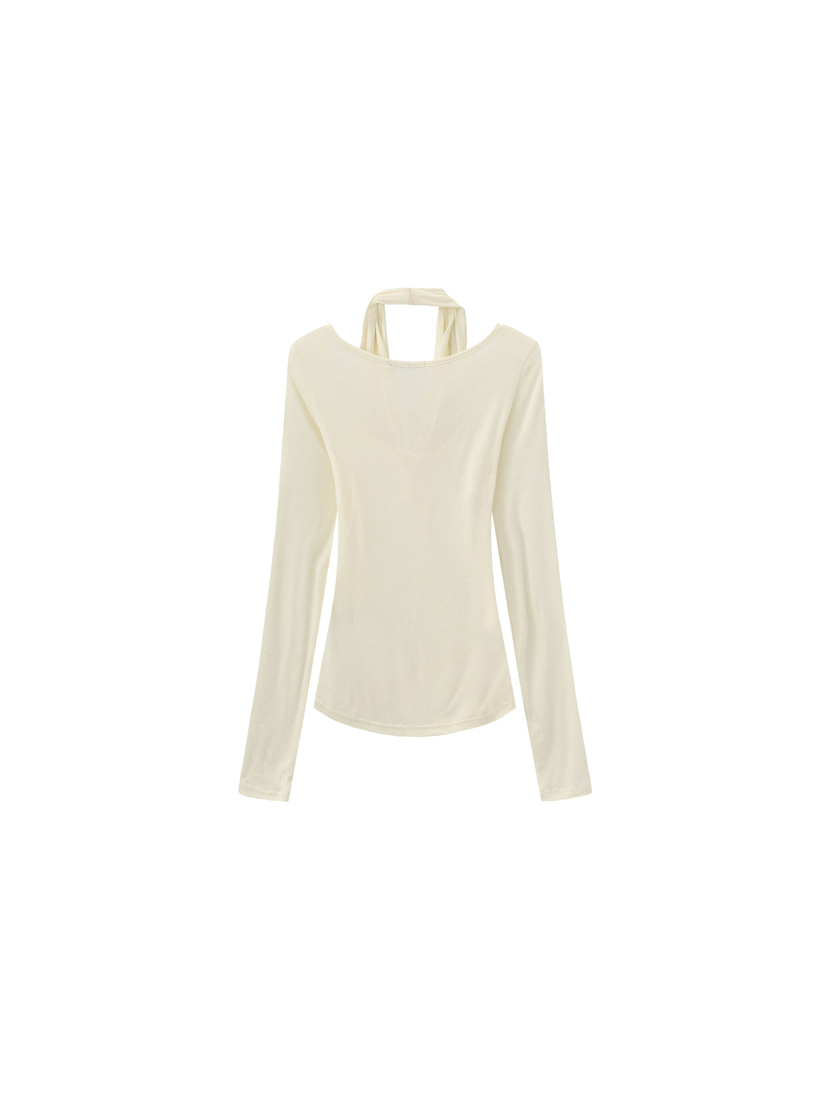 Halter V-Neck Long-Sleeve T-Shirt-14