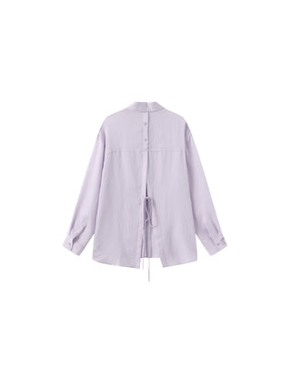 Semi-Sheer Oversized Striped Pattern Shirt