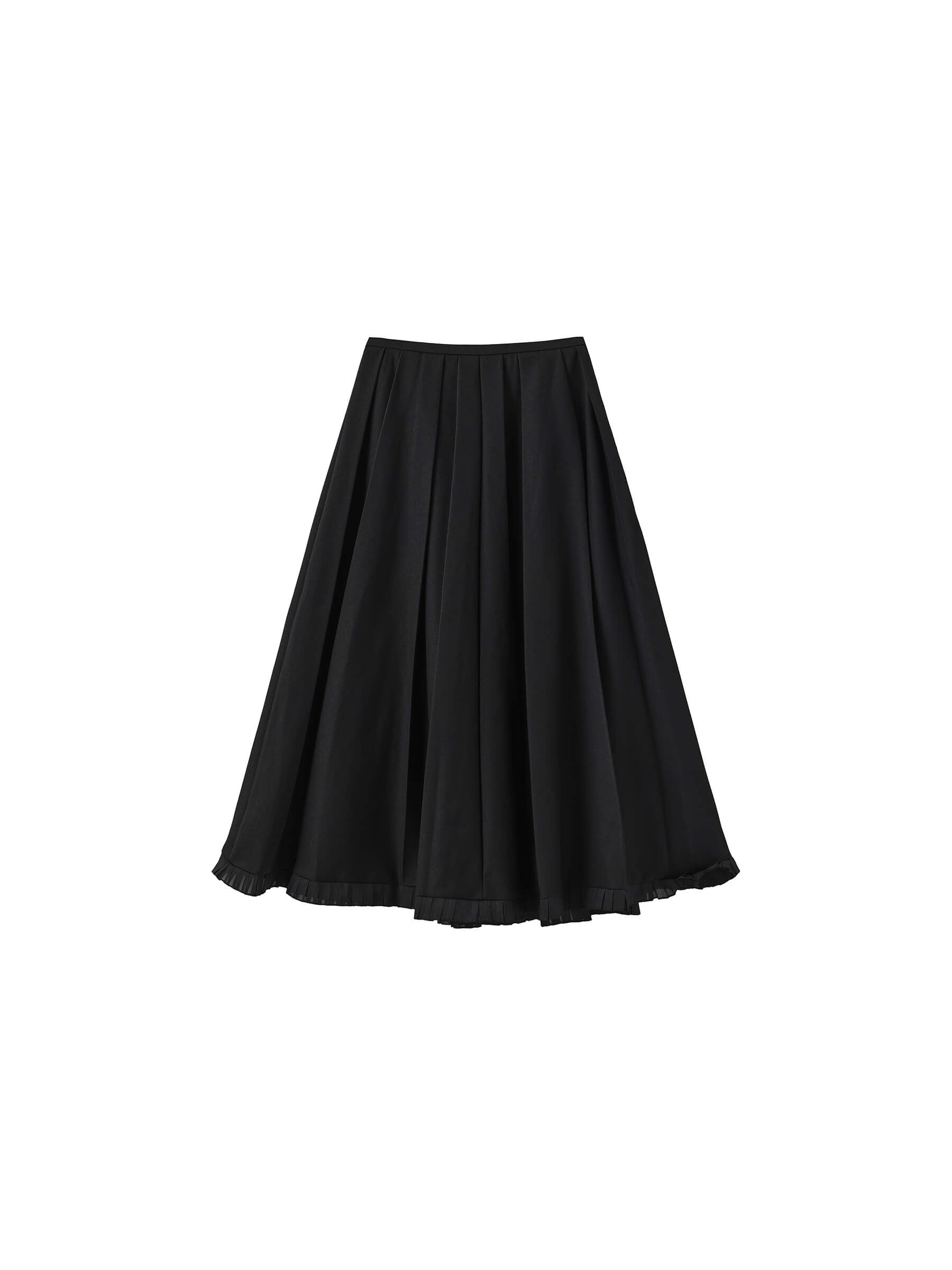 A-line Pleated Skirt with Ruffles Hem-16