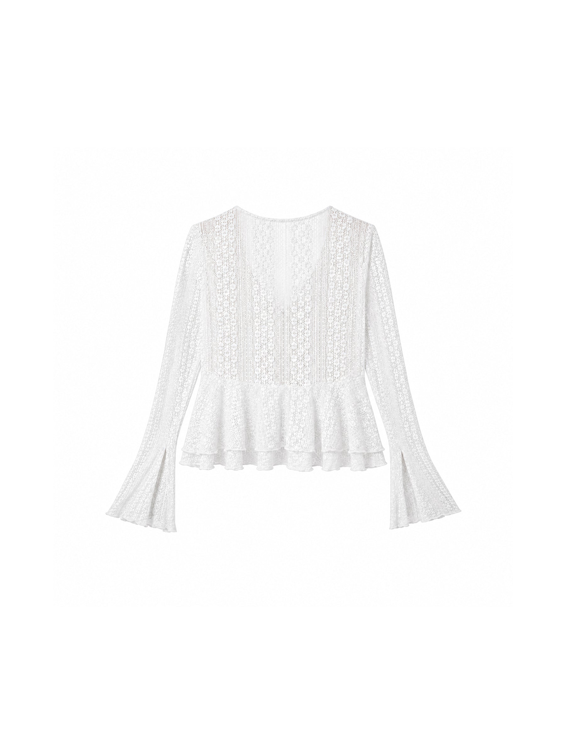 CUBIC Sheer Knit Tie-Front Peplum Top-16