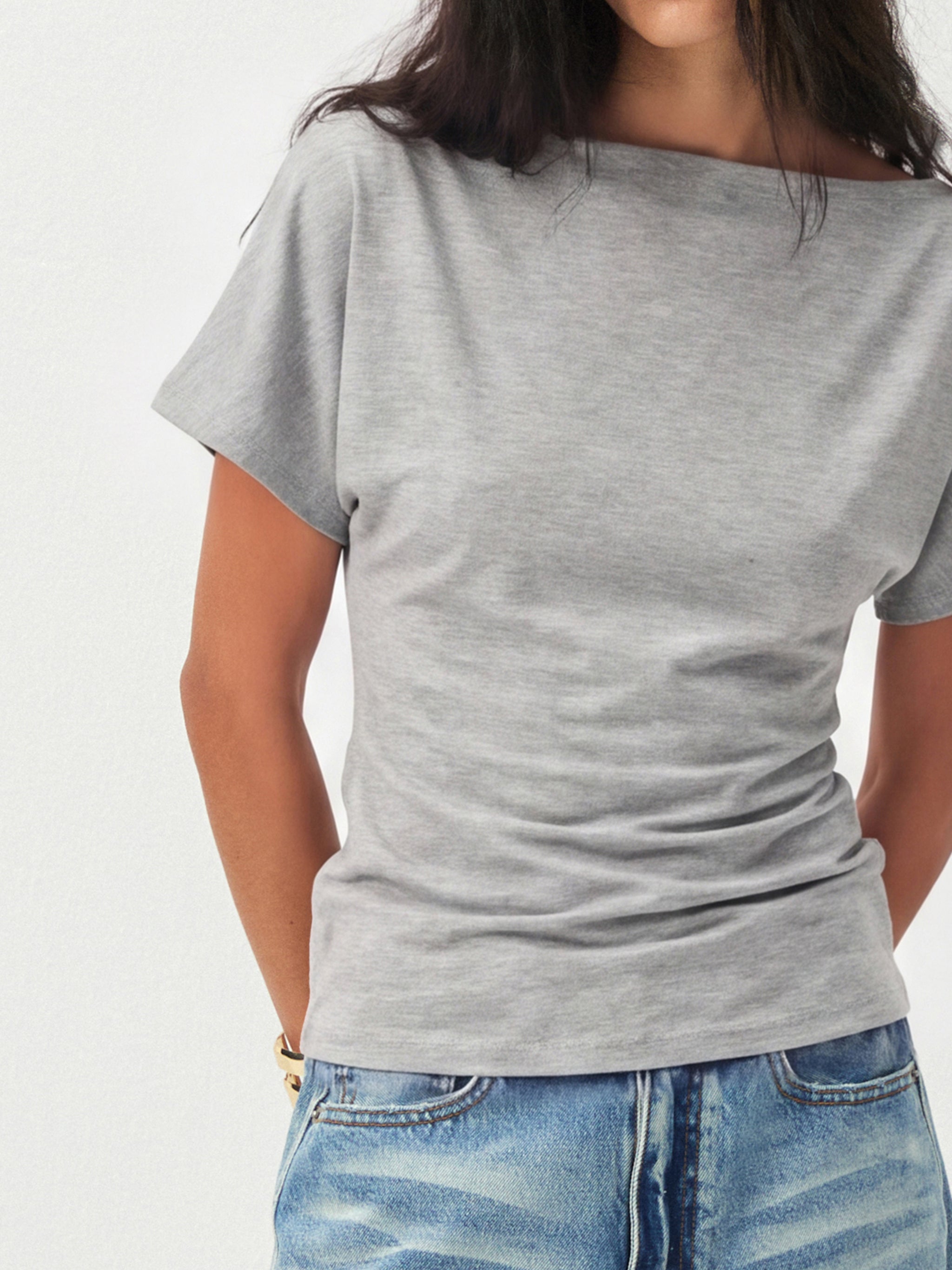 CUBIC Lyocell Blend Off-Shoulder Fitted Top-15