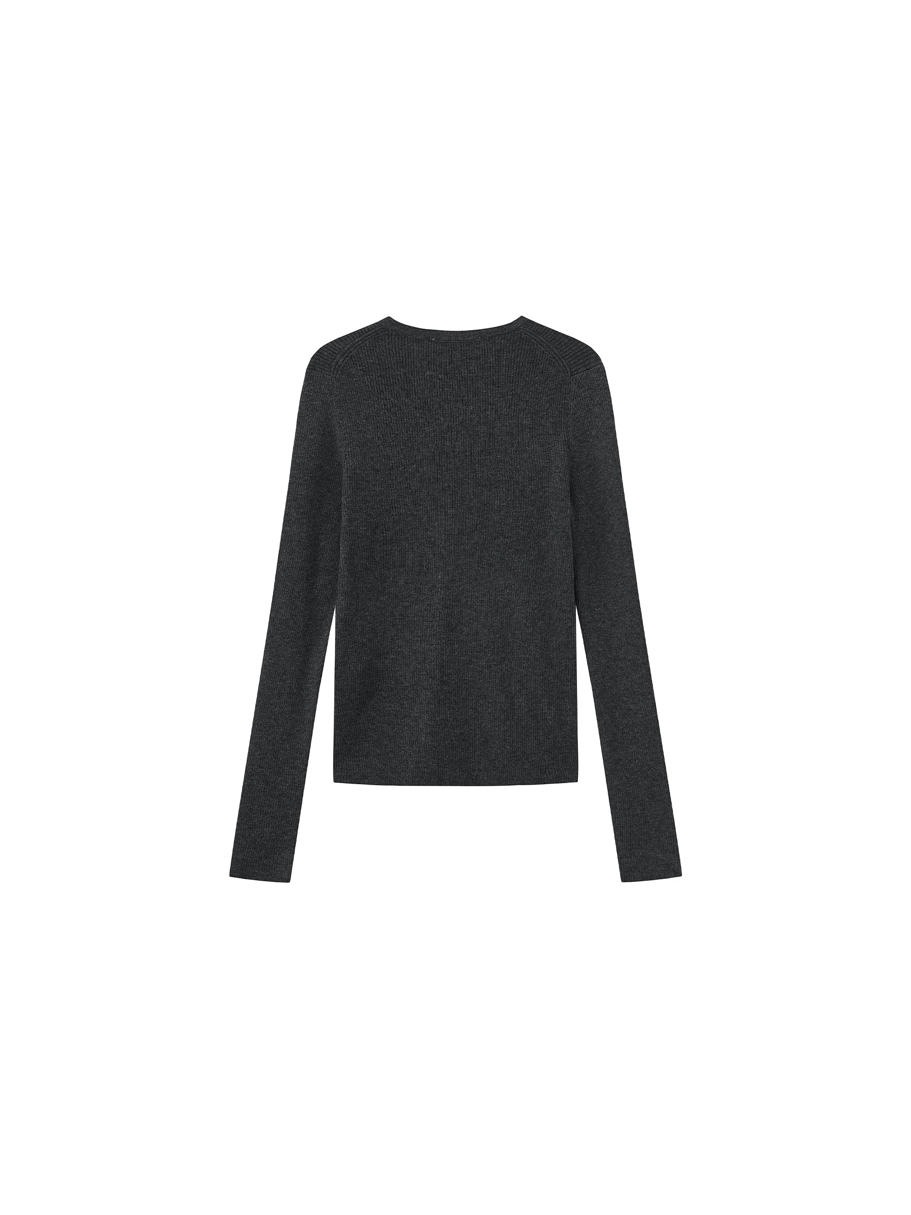 V-Neck Button-Front Fitted Knit Top-16