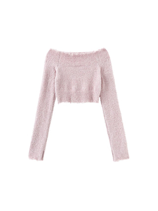 Off-Shoulder Long Sleeve Knit Crop Top