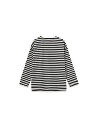Contrast Stripe Oversized Long-Sleeve Top