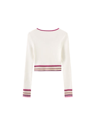 Boat Neck Long Sleeve Knit Top