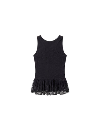 CUBIC Lace V-Neck Peplum Tank Top