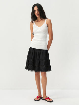 CUBIC Lace Tiered Satin Mini Skirt