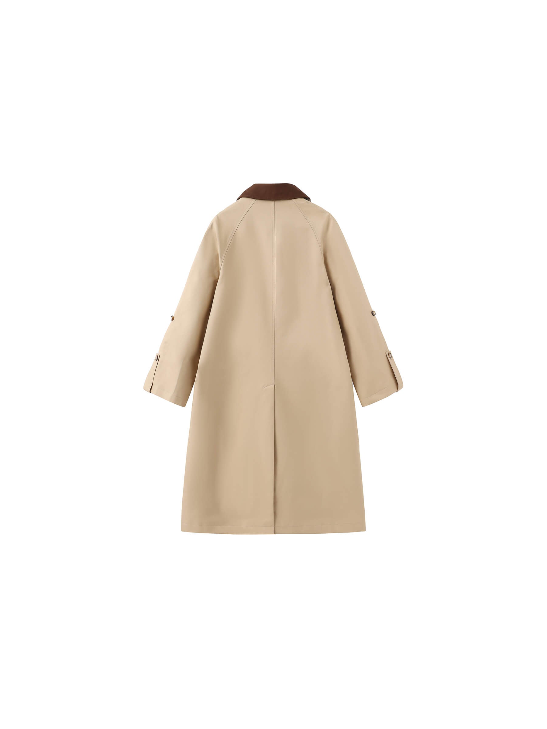 Color-Blocked Collar Long Trench Coat-18