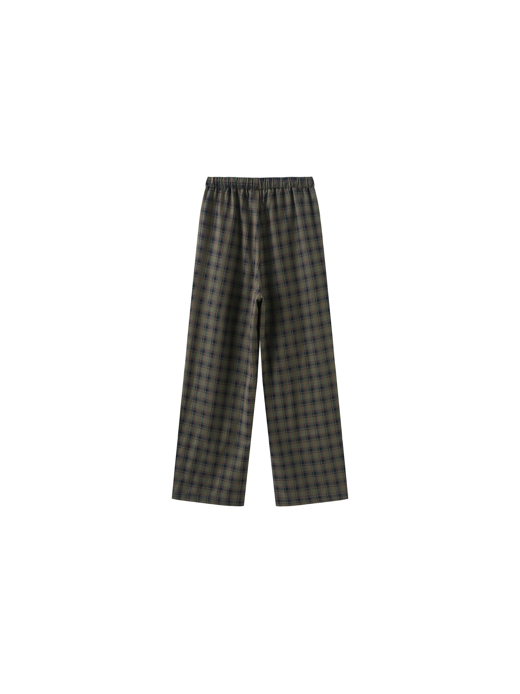 Wide Leg Tartan Casual Trousers-16