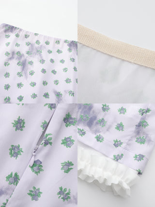 Lace Patchwork Floral Printed Skirt
