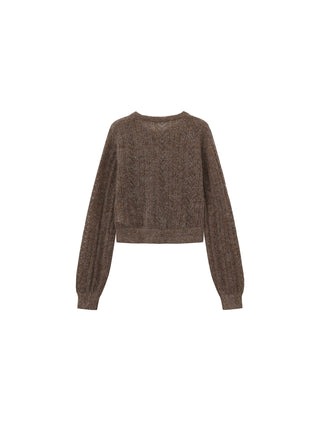 Cropped Open-Knit Cardigan