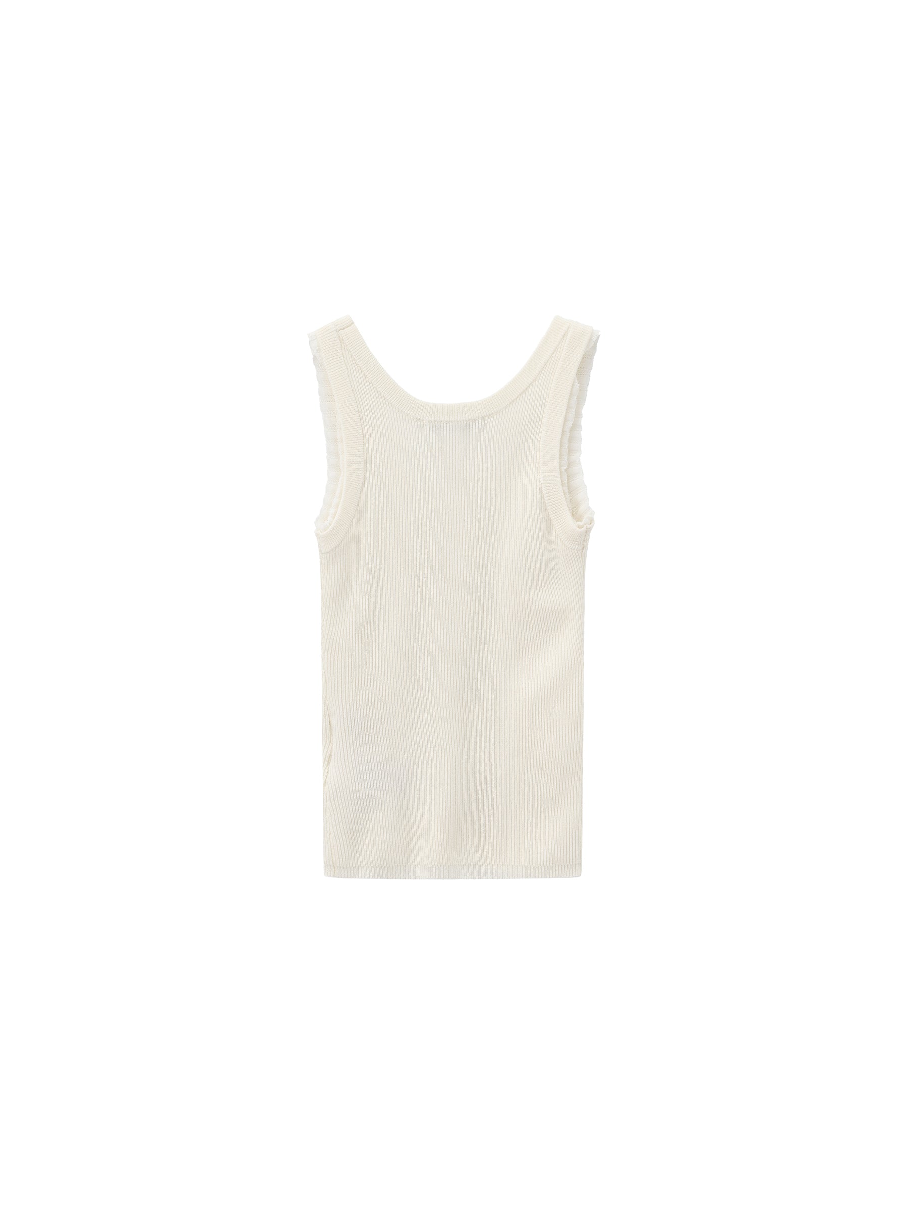 CUBIC Lace-trimmed Linen Knit Vest-16