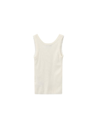 CUBIC Lace-trimmed Linen Knit Vest