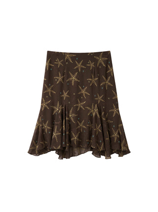 CUBIC Starfish Print Flare Midi Skirt