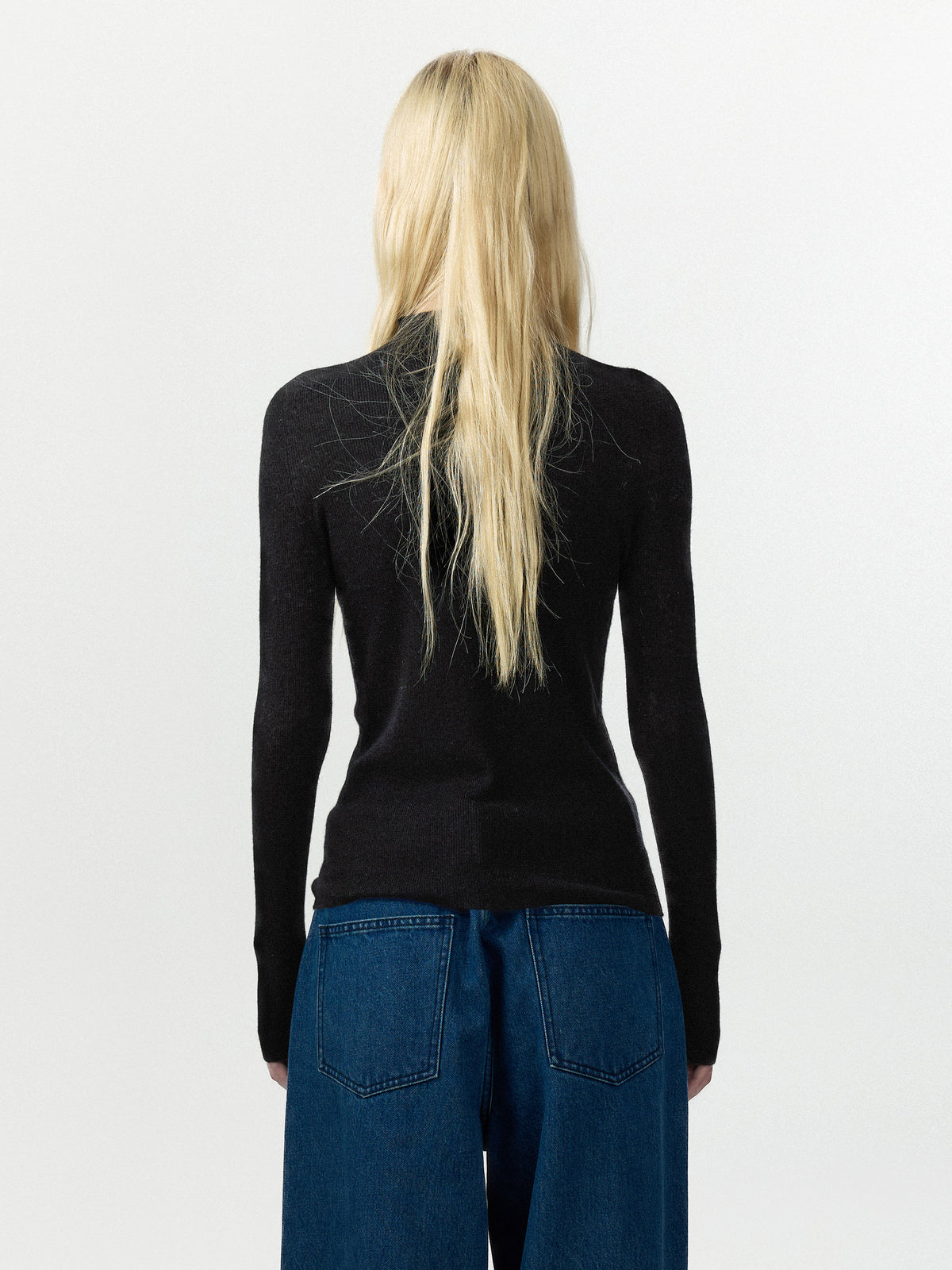 CUBIC 100% Wool Mock‑Neck Fitted Knit Top-16