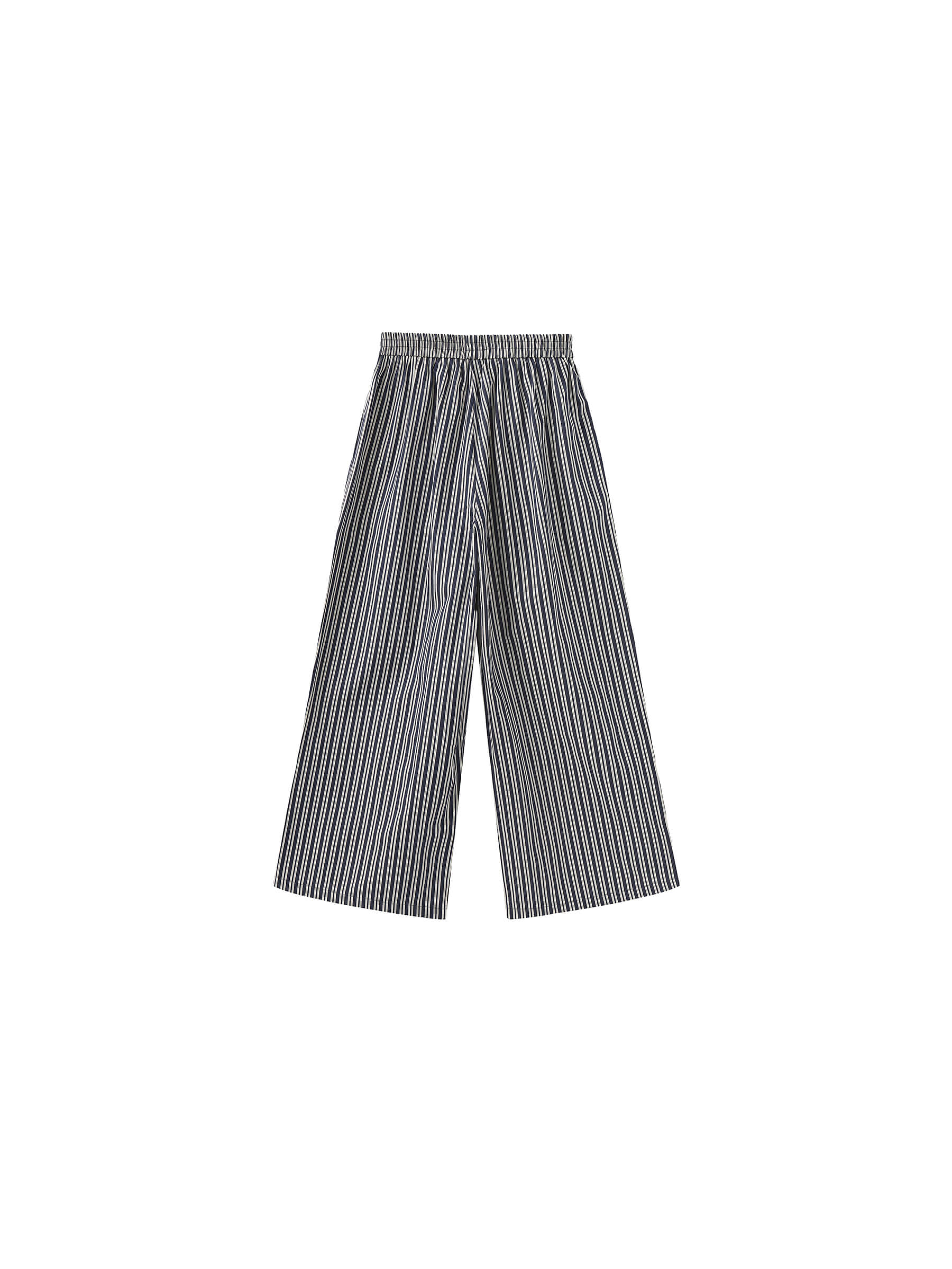 Pleated Striped Wide-Leg Trousers-20