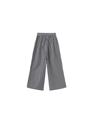 Pleated Striped Wide-Leg Trousers