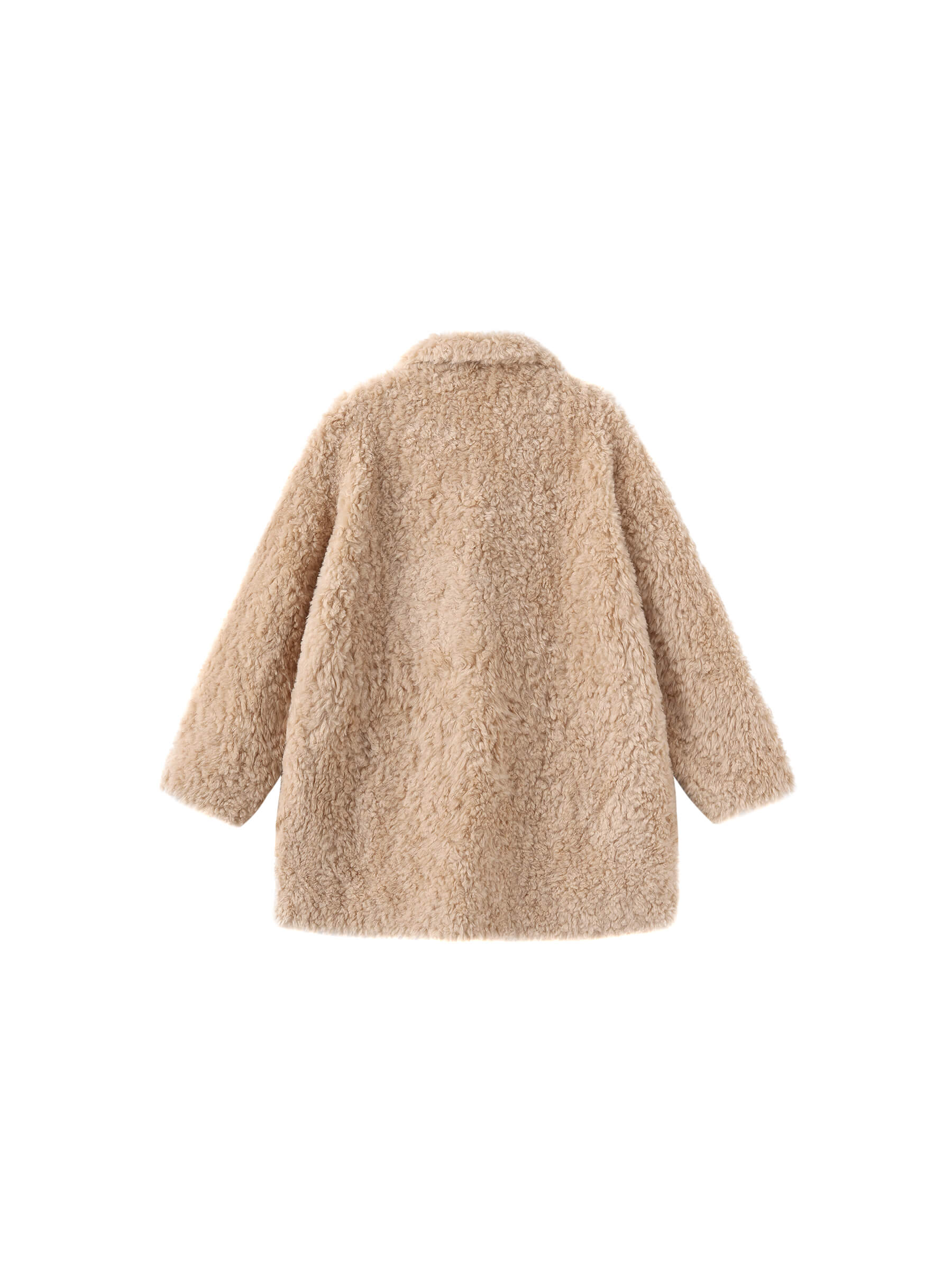 ONE BY CUBIC Hign Collar Furry 100% Wool Coat-16