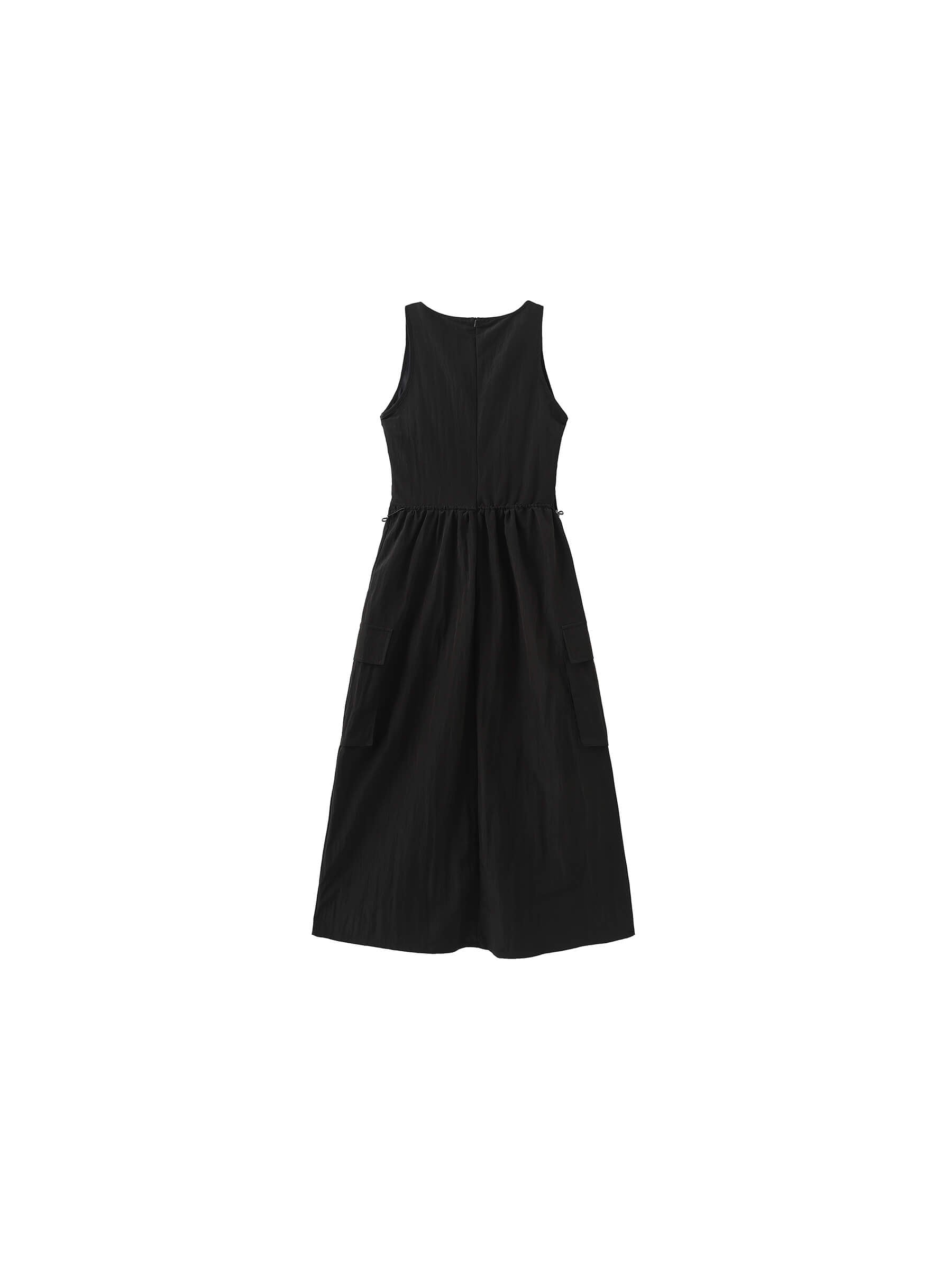 Drawstring Pleated V-Neck Sleeveless Dress-16