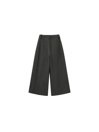100% Cotton High-Waisted Wide-Leg Casual Trousers