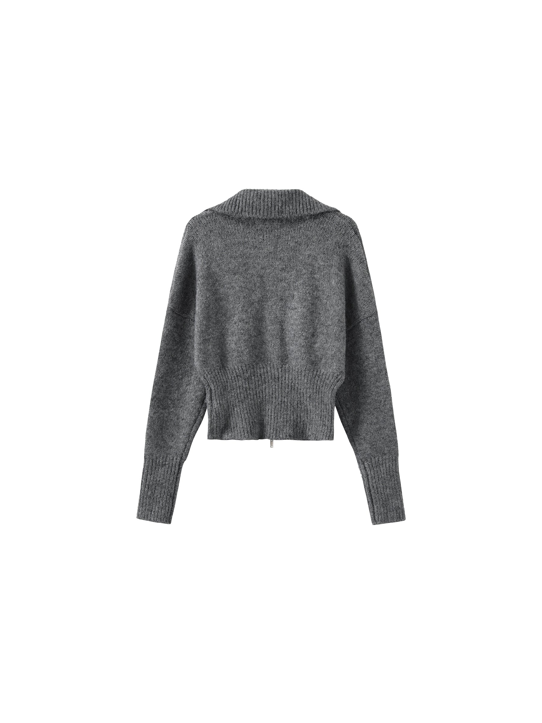Retro Stand Collar Zip-Up Cardigan-16