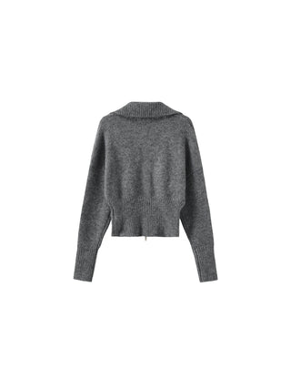 Retro Stand Collar Zip-Up Cardigan