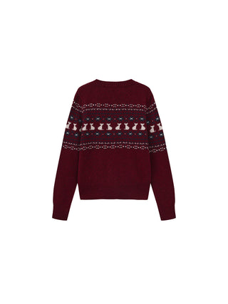CUBIC Cat Print Fair Isle Wool-Blend Cardigan