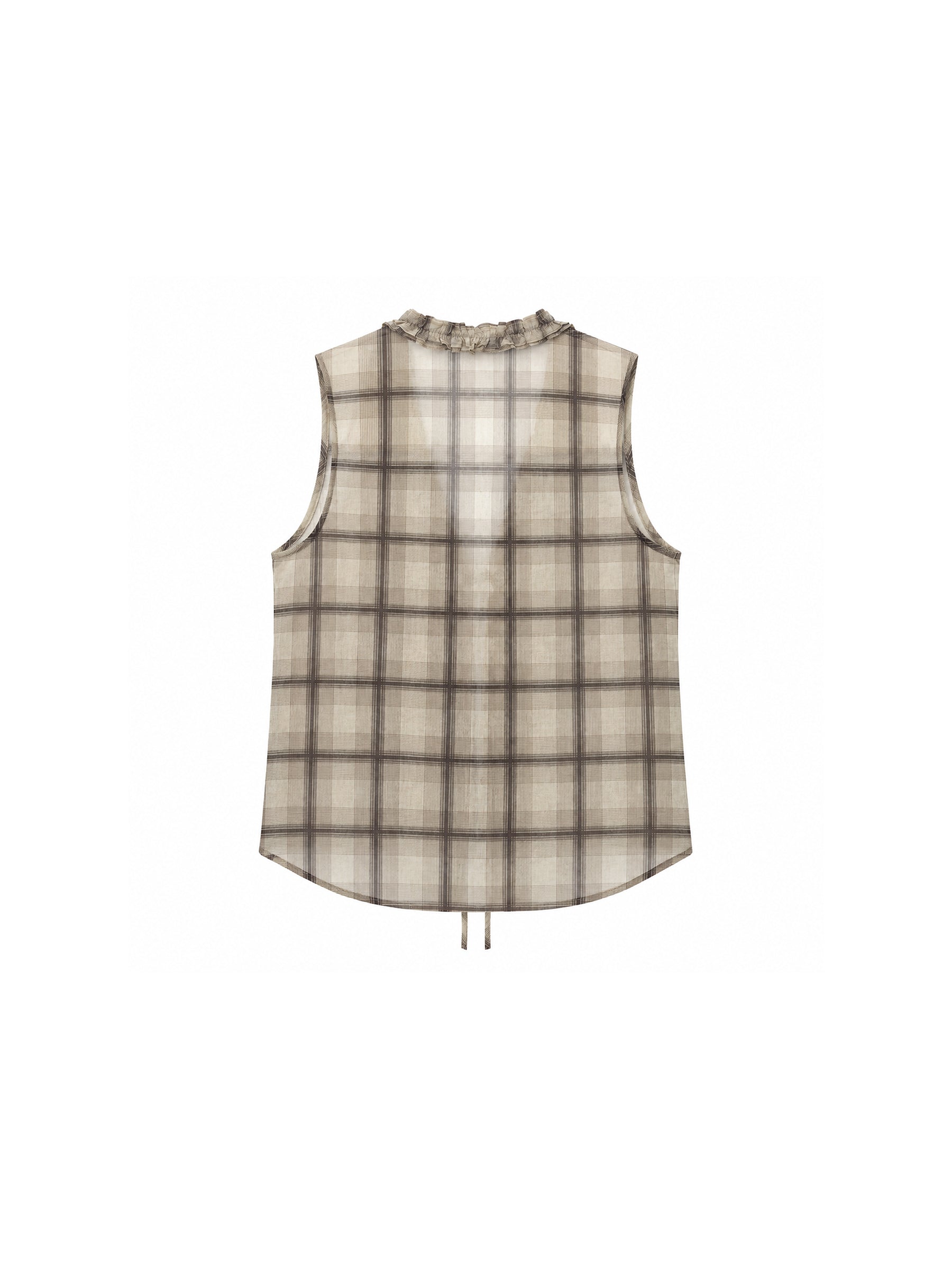 CUBIC Ramie Ruffle-Trim Tie Vest-16