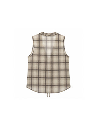 CUBIC Ramie Ruffle-Trim Tie Vest